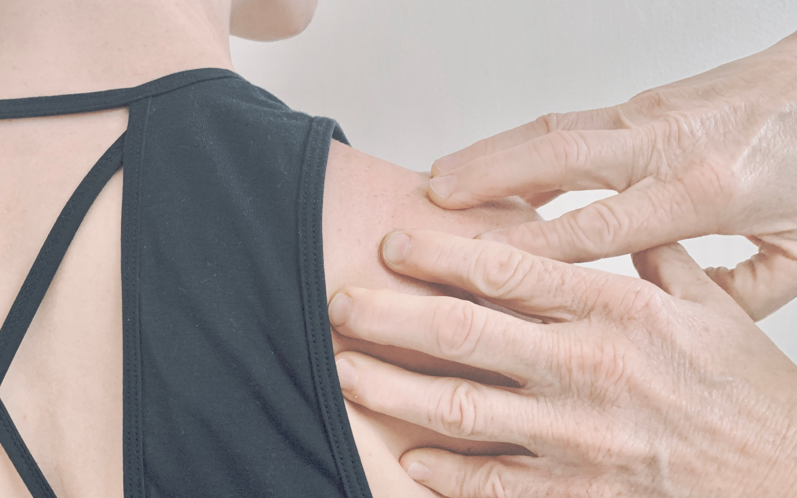 Hands resting gently during a session